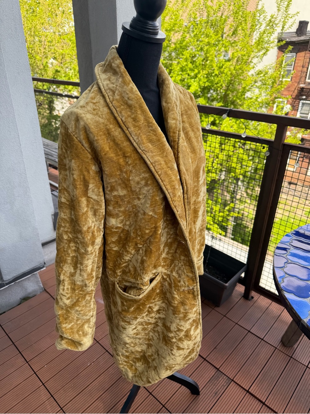 Free People Golden Mustard Velvet Coat